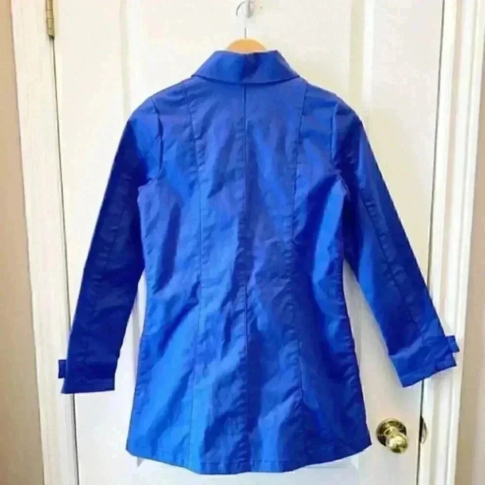 Scotch & Soda Trench Coat Lightweight Utility Jacket Cotton Cobalt Blue XS NEW - Picture 7 of 16